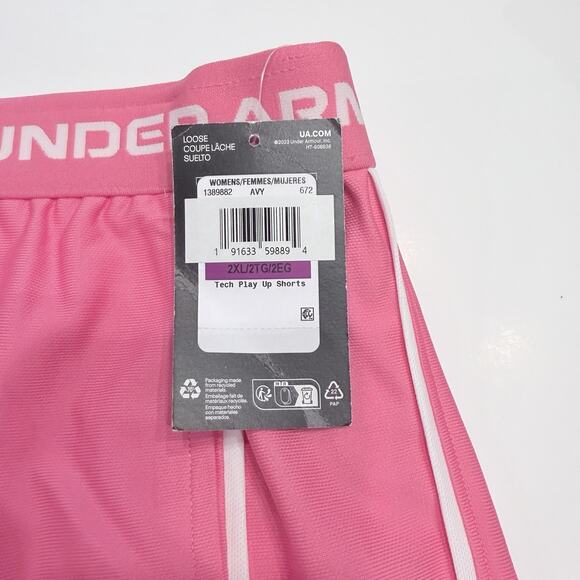 Under Armour Women’s Loose Tech Play Up Shorts 2XL Pink - Picture 4 of 7